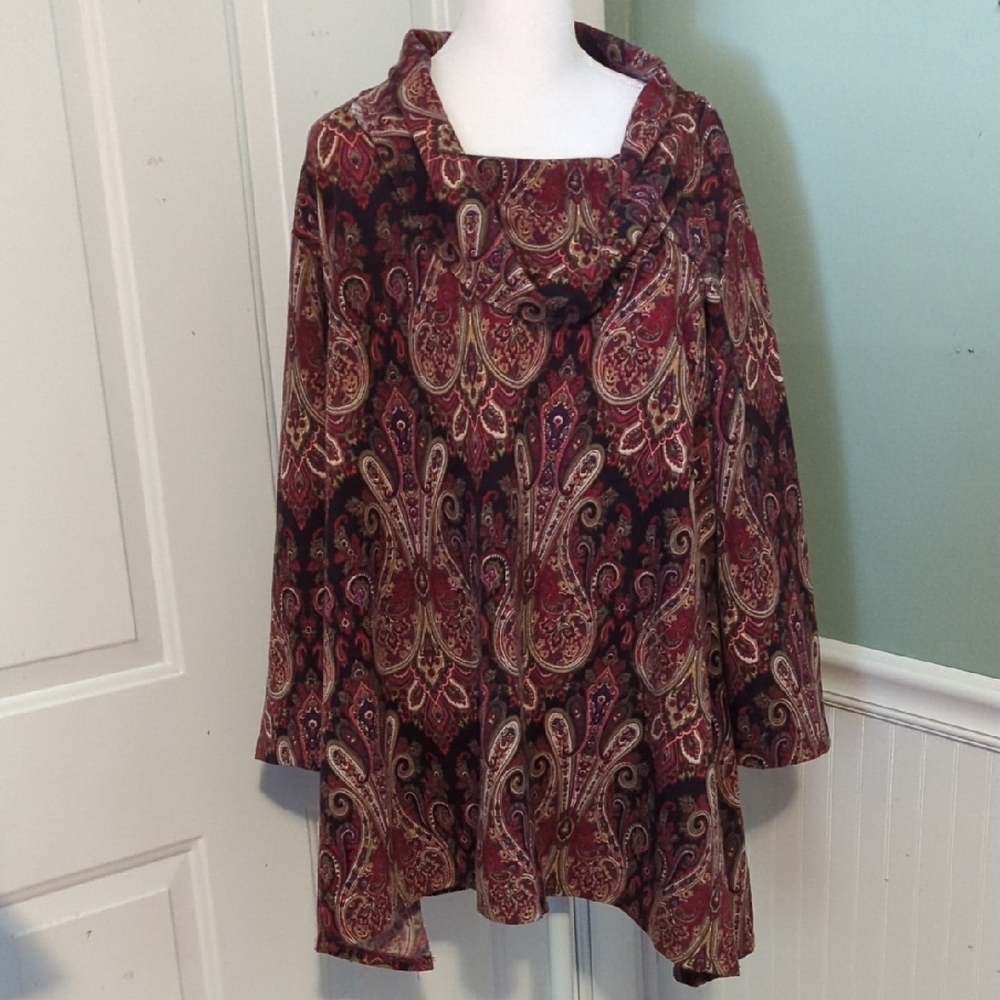 Roz & Ali Handkerchief Trim Mock Turtleneck 2X Plus Women's